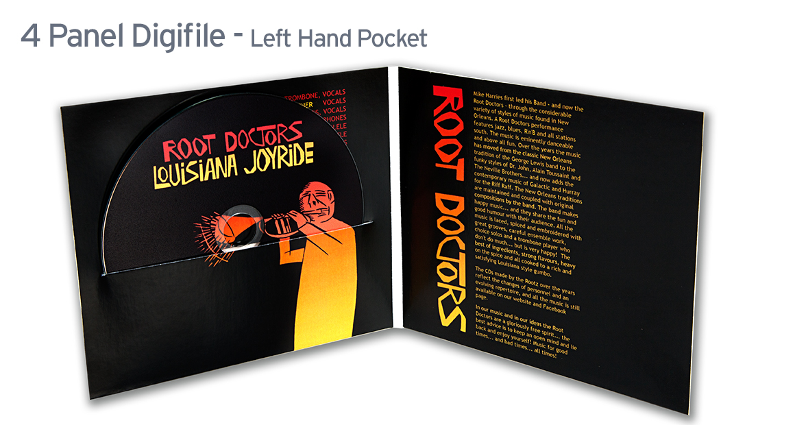 4 Panel CD Digifile - Left Side Pocket - Straight Cut 4 Panel CD Digifile - Left Side Pocket - Straight Cut